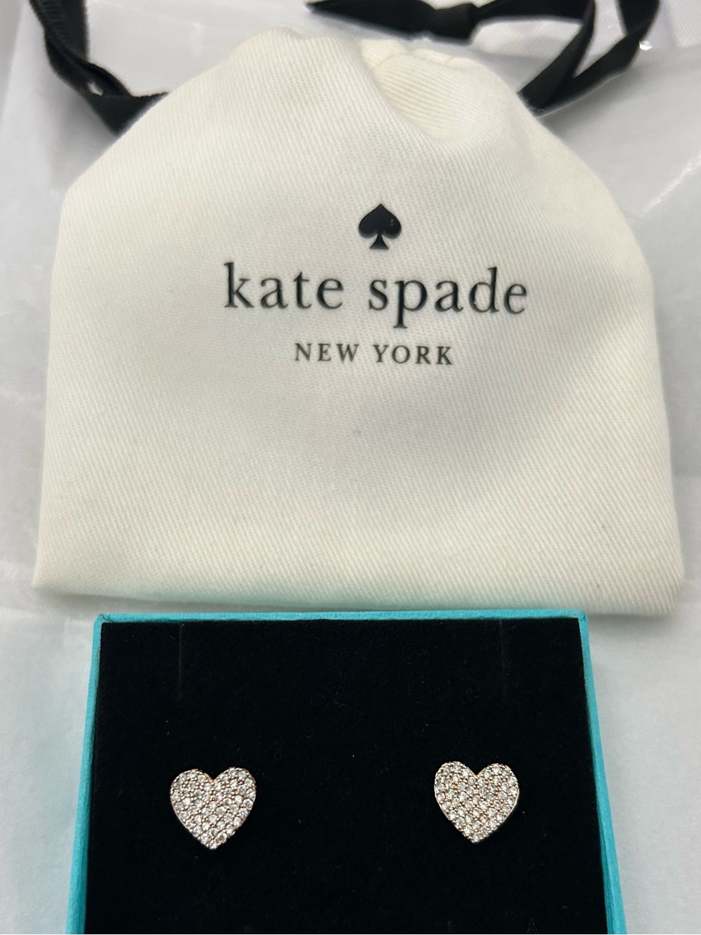 Kate Spade New York Yours Truly Pavé Heart Stud Earrings Rose Gold Crystal